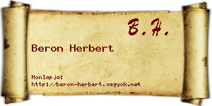 Beron Herbert névjegykártya